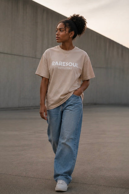 Born To Stand Out Essential Tee (Sand/ White Puff)