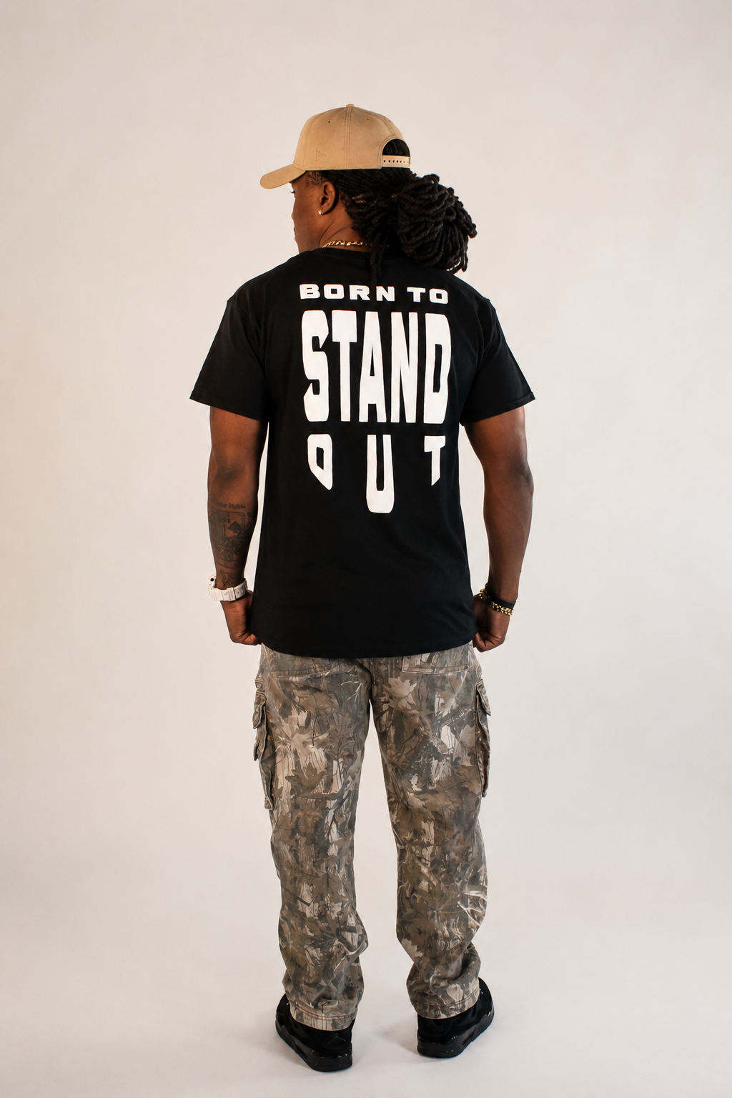 Born To Stand Out Essential Tee (Black/ White Puff)