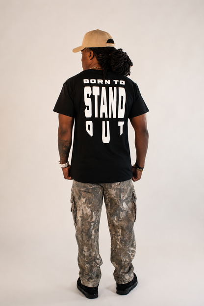 Born To Stand Out Essential Tee (Black/ White Puff)