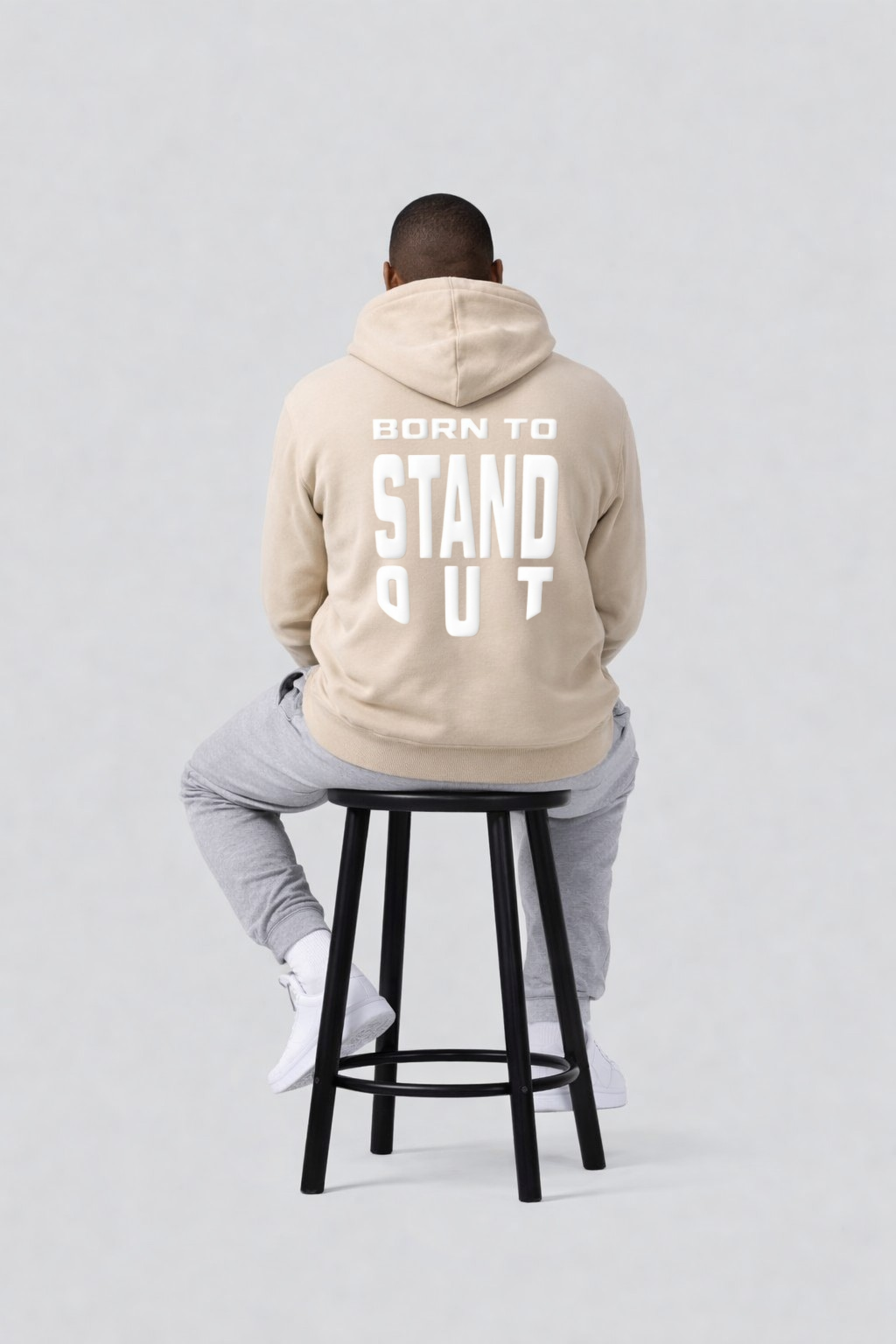 Born To Stand Out Essential Hoodie (Sandstone/ White Puff)