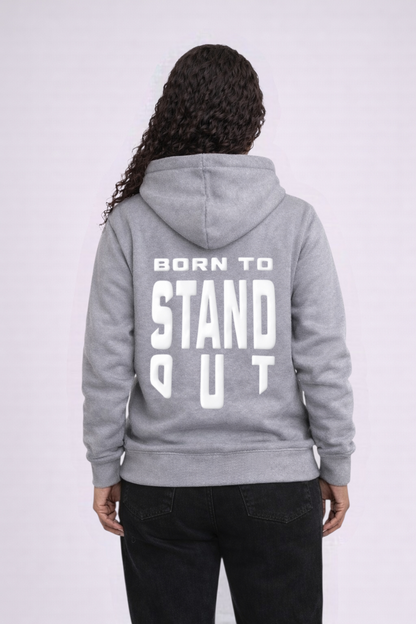Born To Stand Out Essential Hoodie (Cool Gray/ White Puff)