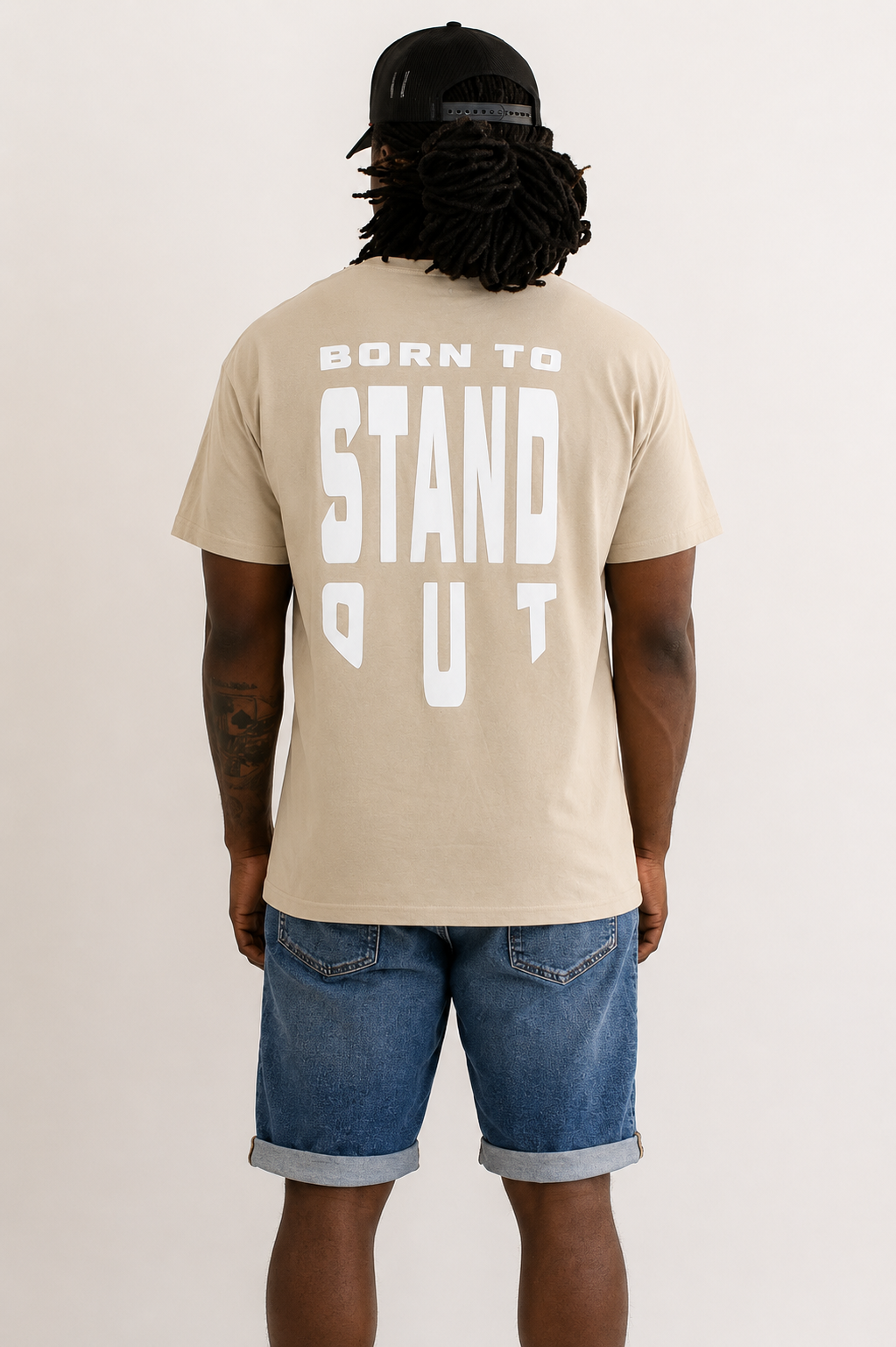 Born To Stand Out Essential Tee (Sand/ White Puff)