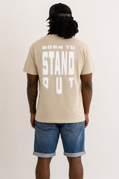 Born To Stand Out Essential Tee (Sand/ White Puff)