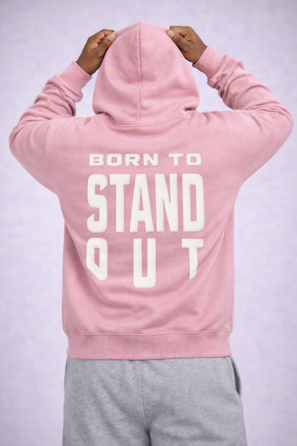 Born To Stand Out Essential Hoodie (Blush Pink/ White Puff)