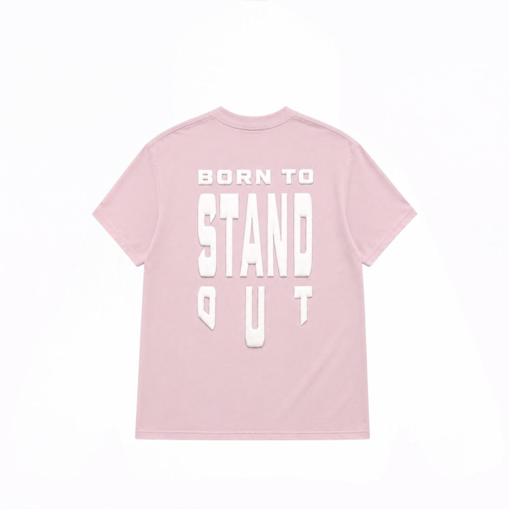 Born To Stand Out Essential Tee (Light Pink/ White Puff)
