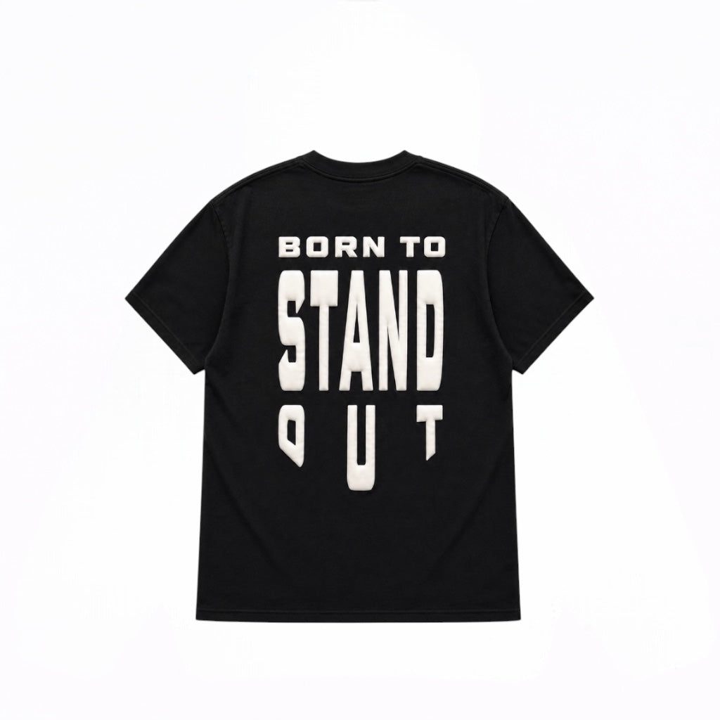 Born To Stand Out Essential Tee (Black/ White Puff)