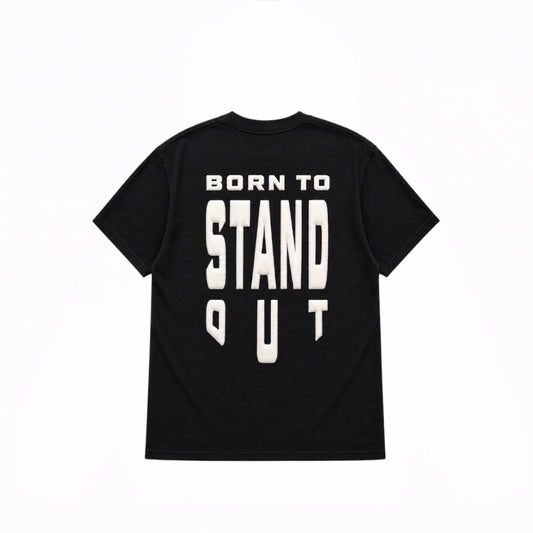 Born To Stand Out Essential Tee (Black/ White Puff)